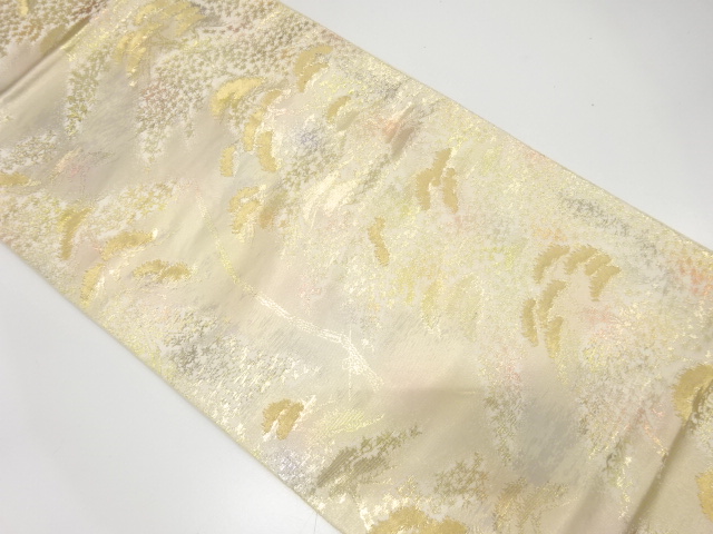 JAPANESE KIMONO / ANTIQUE FUKURO OBI / SILK / WOVEN MAPLE LEAVES